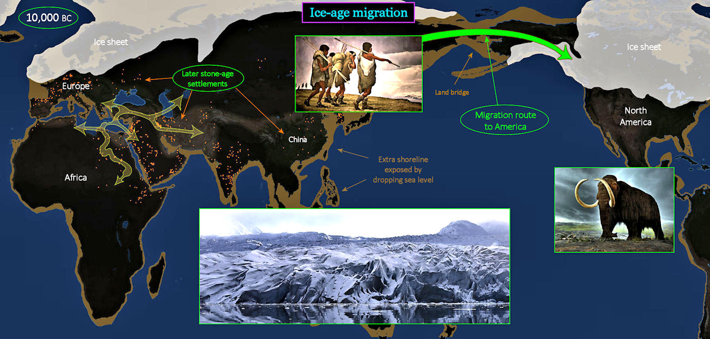 Land bridge to America map, 10,000 BC